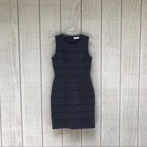 Calvin Klein • gray zipper stripe sheath dress, 4